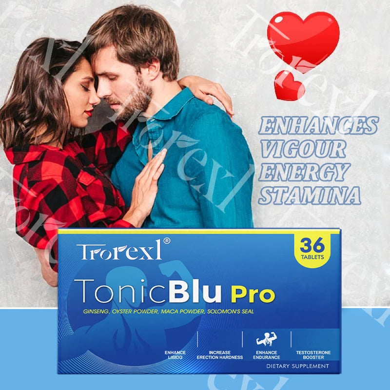 TonicBluPro Blue Pills Male Enhancing Supplements Support Stamina & Energy, Natural Oyster & Ginseng Tablets