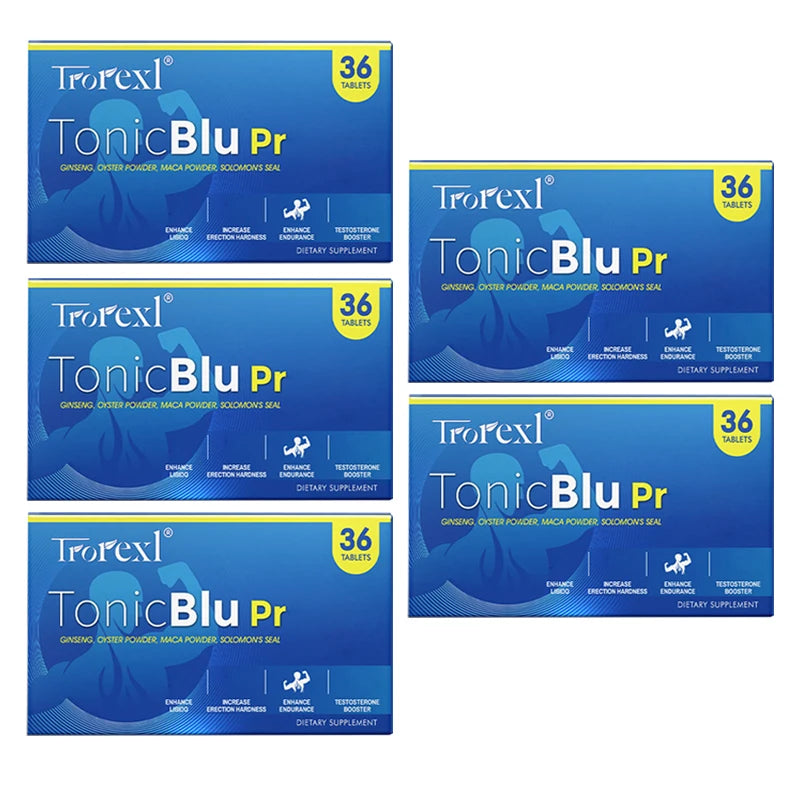 TonicBluPro Blue Pills Male Enhancing Supplements Support Stamina & Energy, Natural Oyster & Ginseng Tablets