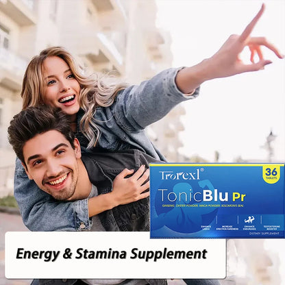 TonicBluPro Blue Pills Male Enhancing Supplements Support Stamina & Energy, Natural Oyster & Ginseng Tablets