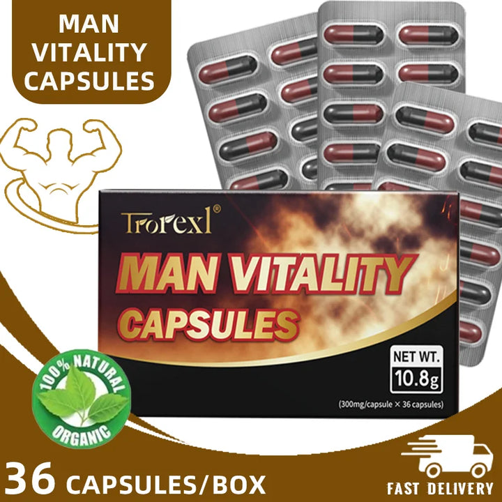 Epimedium Ginseng Capsules,Booster for Men,Enhance Energy & Endurance,Muscle Growth Supplement Non-GMo