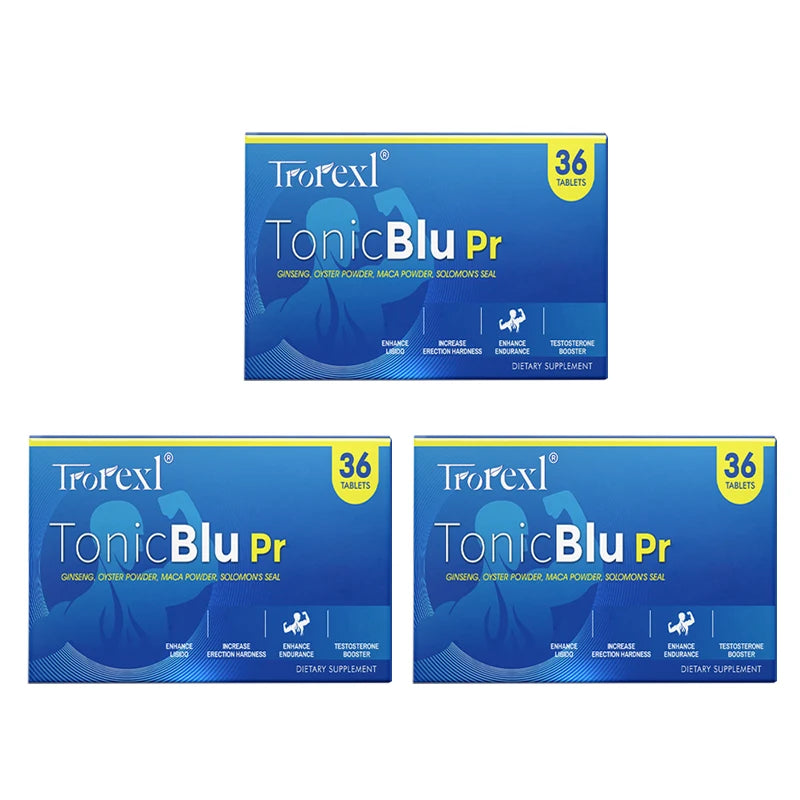 TonicBluPro Blue Pills Male Enhancing Supplements Support Stamina & Energy, Natural Oyster & Ginseng Tablets
